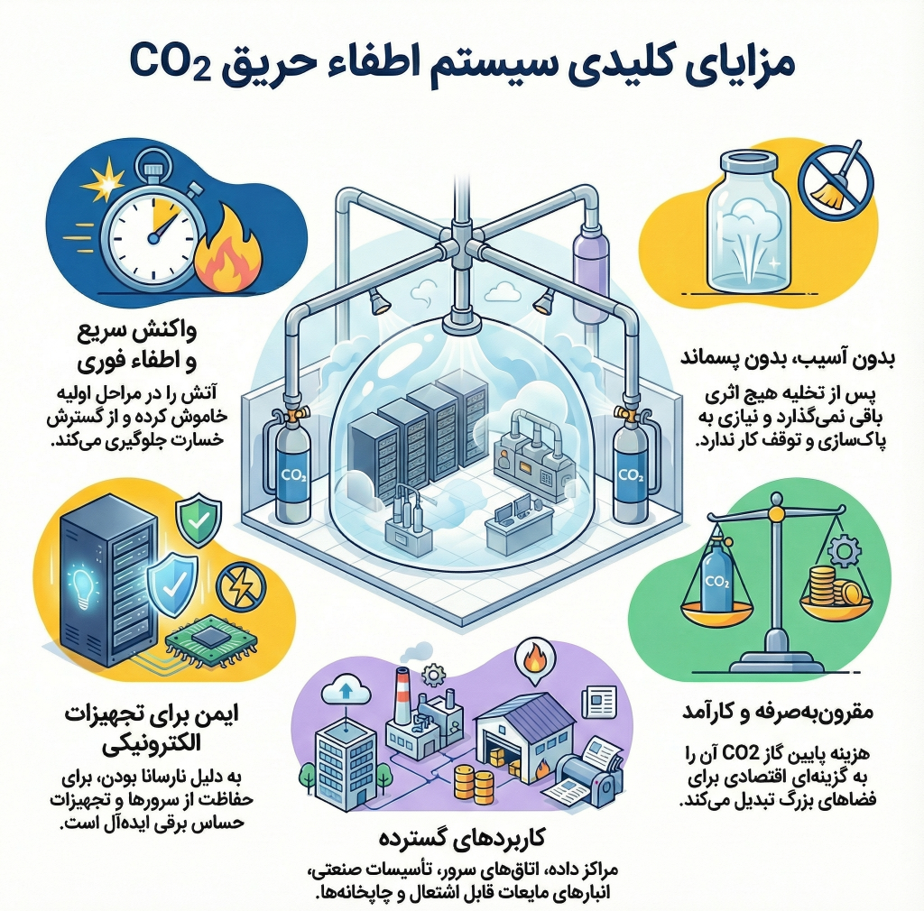مزیت های سیستم اطفای حریق co2